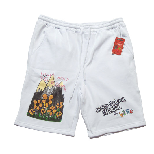 AfterSchoolSpecial - Go Outside - Shorts - Front - White - B2SS - Neds Melrose
