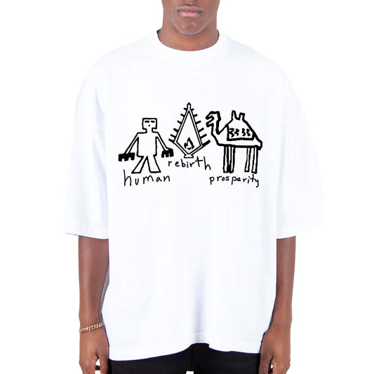 Neds Melrose - Big 3 - T-shirt - White - Front - Drop Shoulder - Streetwear