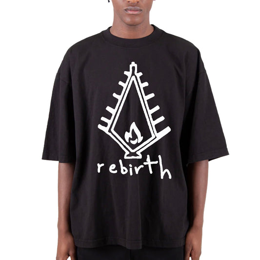 Neds Melrose - Rebirth - T-shirt - Black - Front - Drop Shoulder - Streetwear