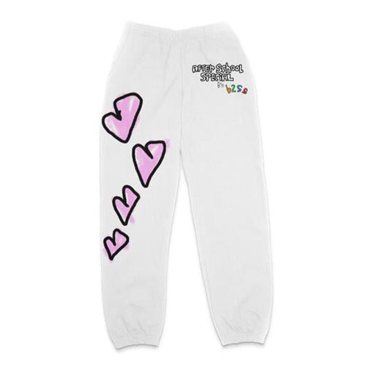 After School Special - Heart - Sweatpants - White - Front - B2SS - Neds Melrose