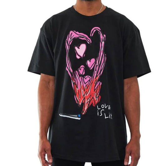 After School Special - Love is Lit - T-shirt - Black - Front - B2SS - Neds Melrose